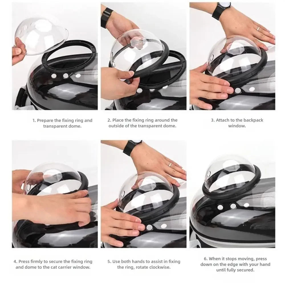 Space Capsule Cat Backpack | Transparent Ventilated Pet Carrier for Travel, Hiking & Vet Visits