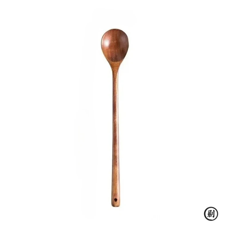 Handcrafted Long Wooden Cooking Spoon (14-inch) - Eco-Friendly Solid Wood Stirrer for Deep Pots & Soups