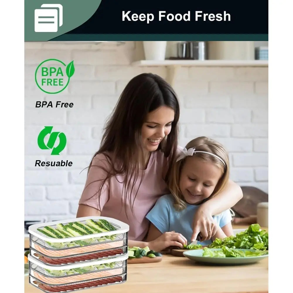 Airtight Refrigerator Food Containers - Leak-Proof Storage Bins for Fresh Food & Meal Prep