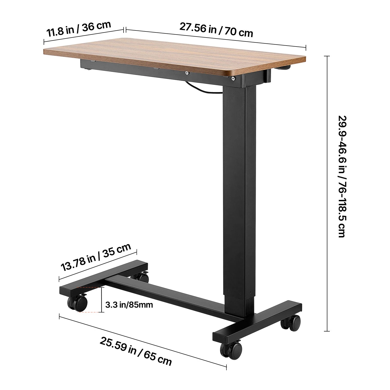 SucceBuy Overbed Table Mobile Bed Side Table