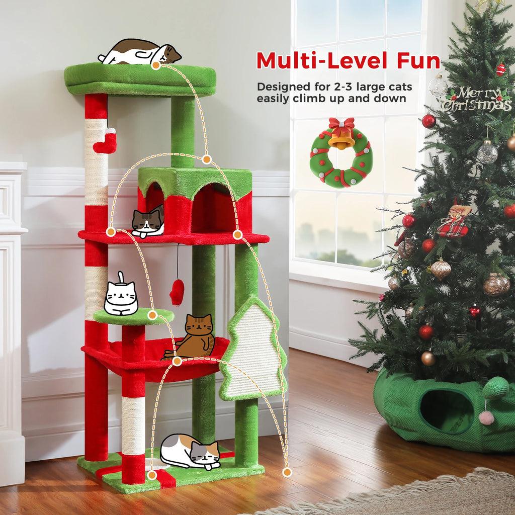 PAWZ Road 5-Level Cat Tree Tower | Large Hammock, Sisal Scratching Posts & Cozy Condo for Indoor Cats