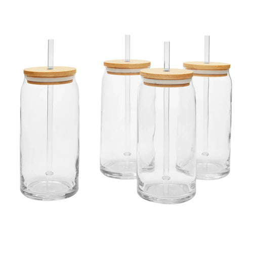 (3 pack)  Glass Drinkware with Lids & Straws