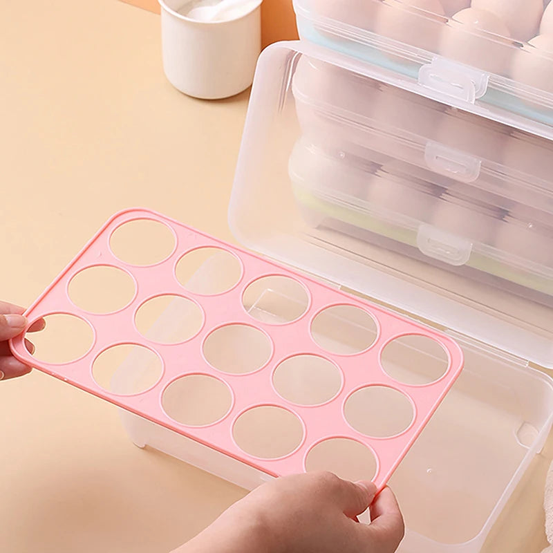15-Grid Egg Storage Tray - Compact Refrigerator Egg Holder for Daily Use