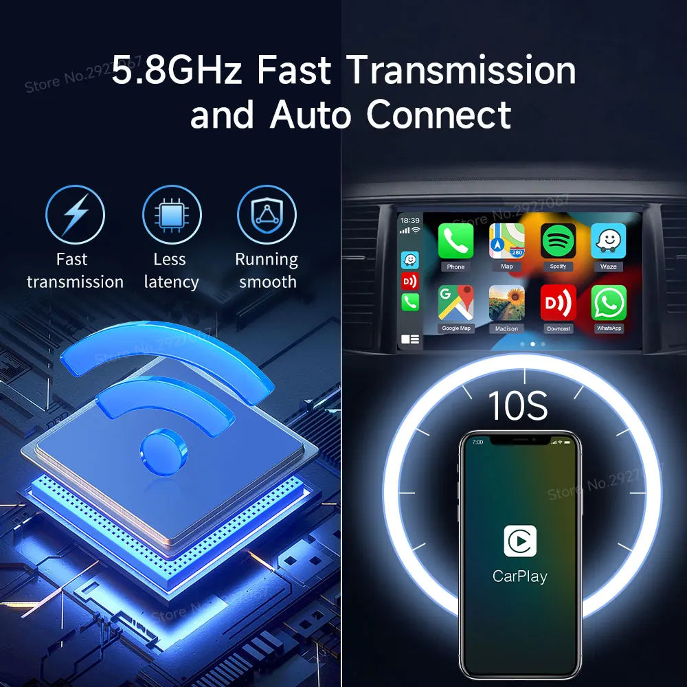 CarlinKit Wireless CarPlay & Android Auto Adapter | 5.0 / 4.0 | Plug & Play, Auto-Connect