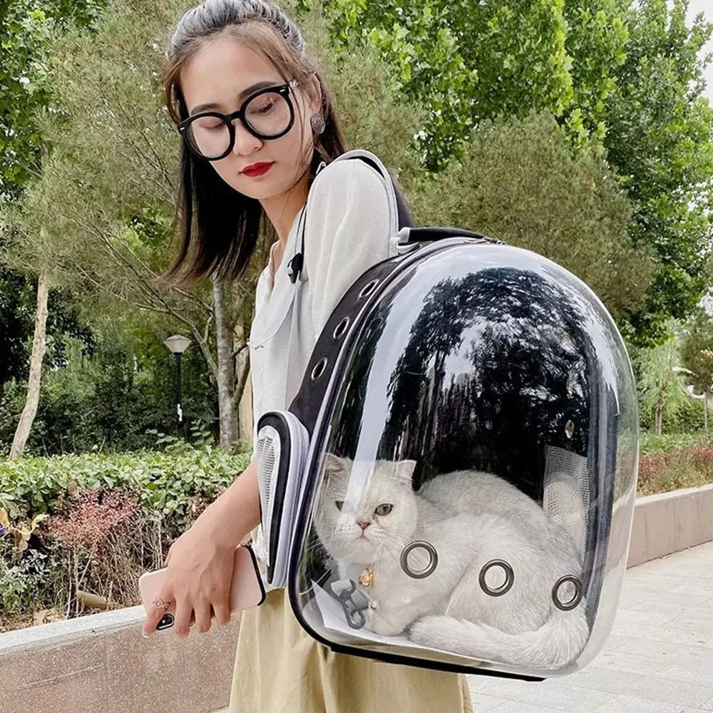 Space Capsule Cat Backpack | Transparent Ventilated Pet Carrier for Travel, Hiking & Vet Visits