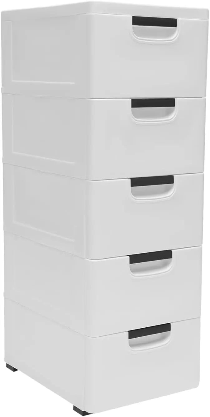 5-Tier Narrow Plastic Wardrobe - Slim Storage Cabinet for Small Spaces & Closets