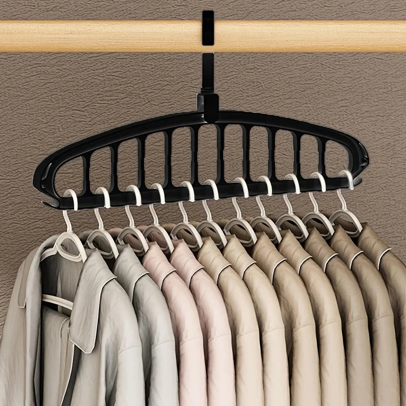 Non-Slip Multi-Hole Clothes Hanger - Folding Space-Saver Hanger for Wardrobe