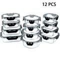 12-Piece Glass Lunch Box Set - Leak-Proof Glass Food Storage Containers with Lids