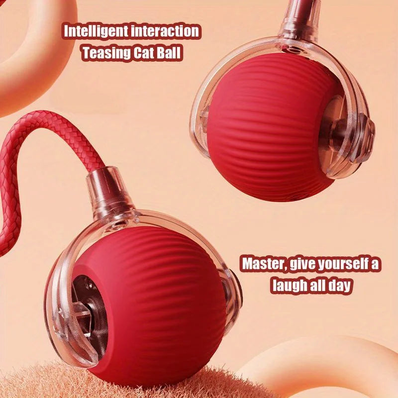 Smart Electric Rolling Ball Cat Toy | Auto Obstacle Avoidance, Faux Tail Mouse | Type-C Rechargeable Interactive Toy