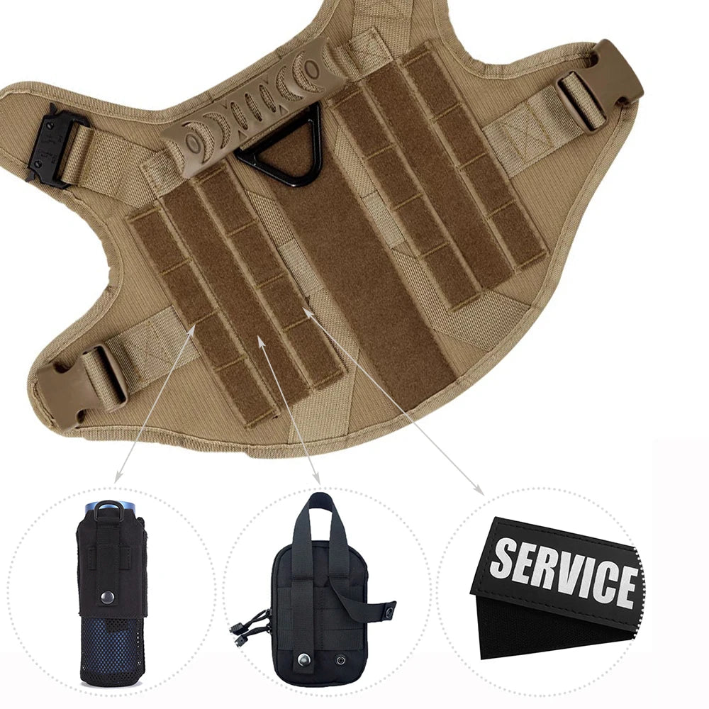 PETRAVEL Tactical Dog Harness & Leash Set | 1050D Nylon Vest | Quick-Release, MOLLE System | S–XL for Medium & Large Dogs