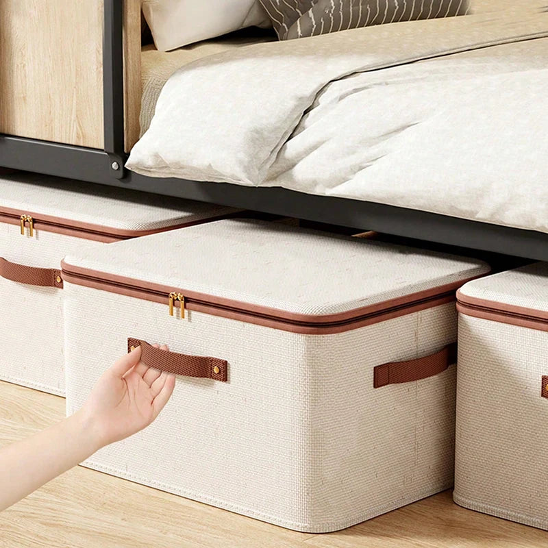 Foldable Clothes Storage Box - Fabric Wardrobe Organizer for Blankets & Sweaters