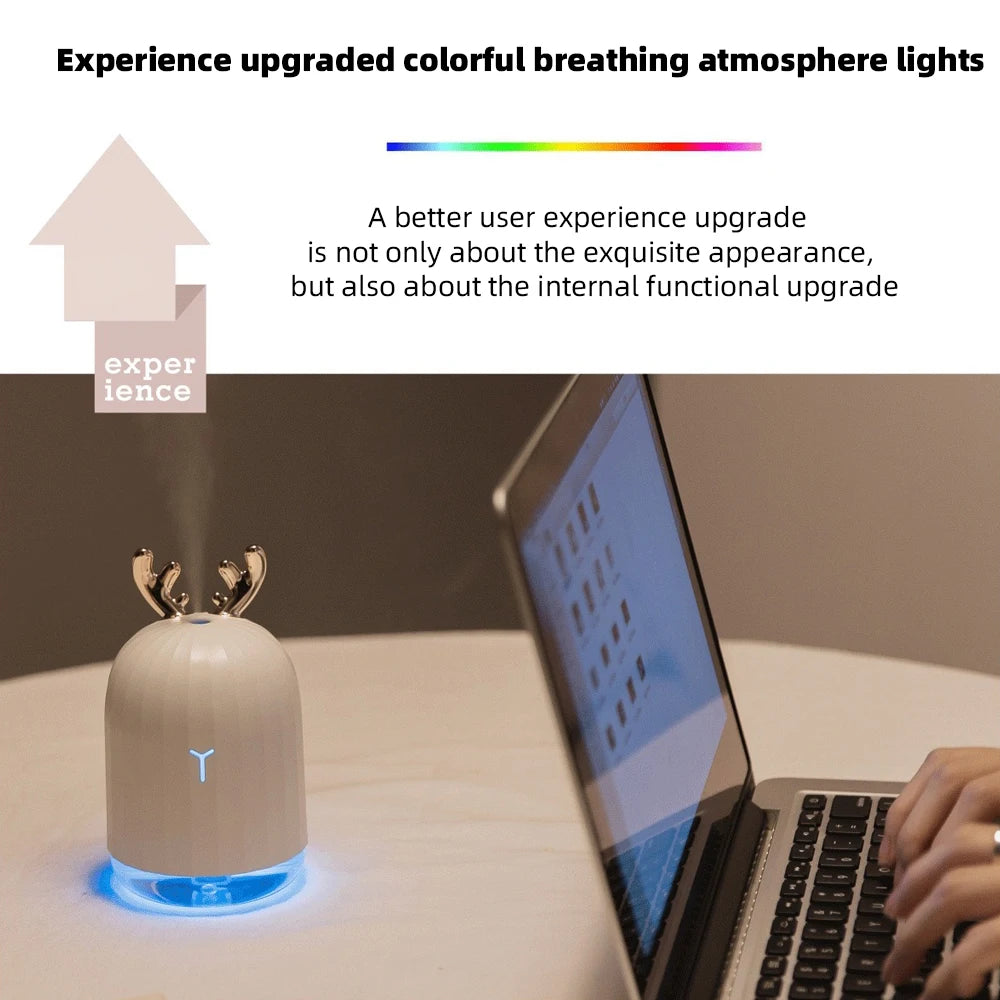 Mini Deer Humidifier & Diffuser - Portable USB Aromatherapy with LED Lights