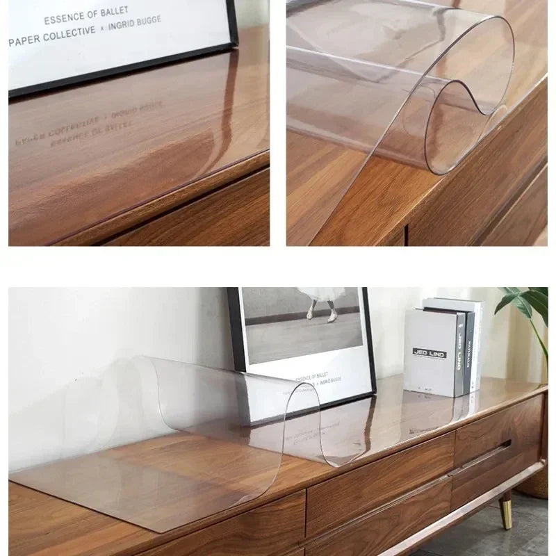 Clear Vinyl Tablecloth Protector (Waterproof & Heat-Resistant) - Reusable PVC Table Mat for Dining & Kitchen