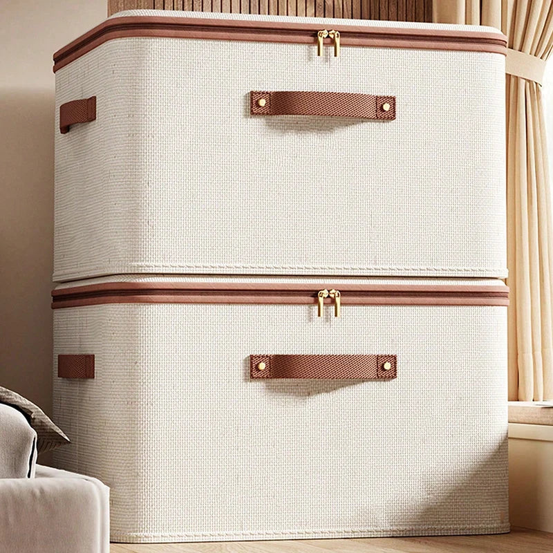 Foldable Clothes Storage Box - Fabric Wardrobe Organizer for Blankets & Sweaters