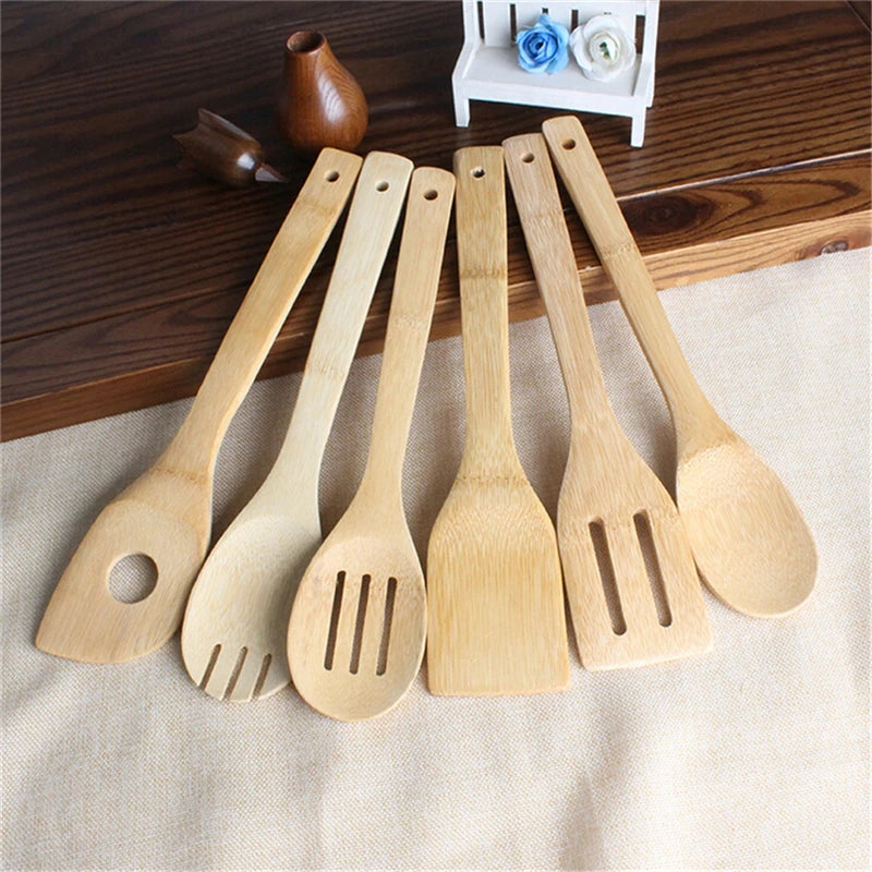 Multi-Purpose Wooden Spoon & Spatula Set - Eco-Friendly Kitchen Tool Kit for Mixing & Cooking