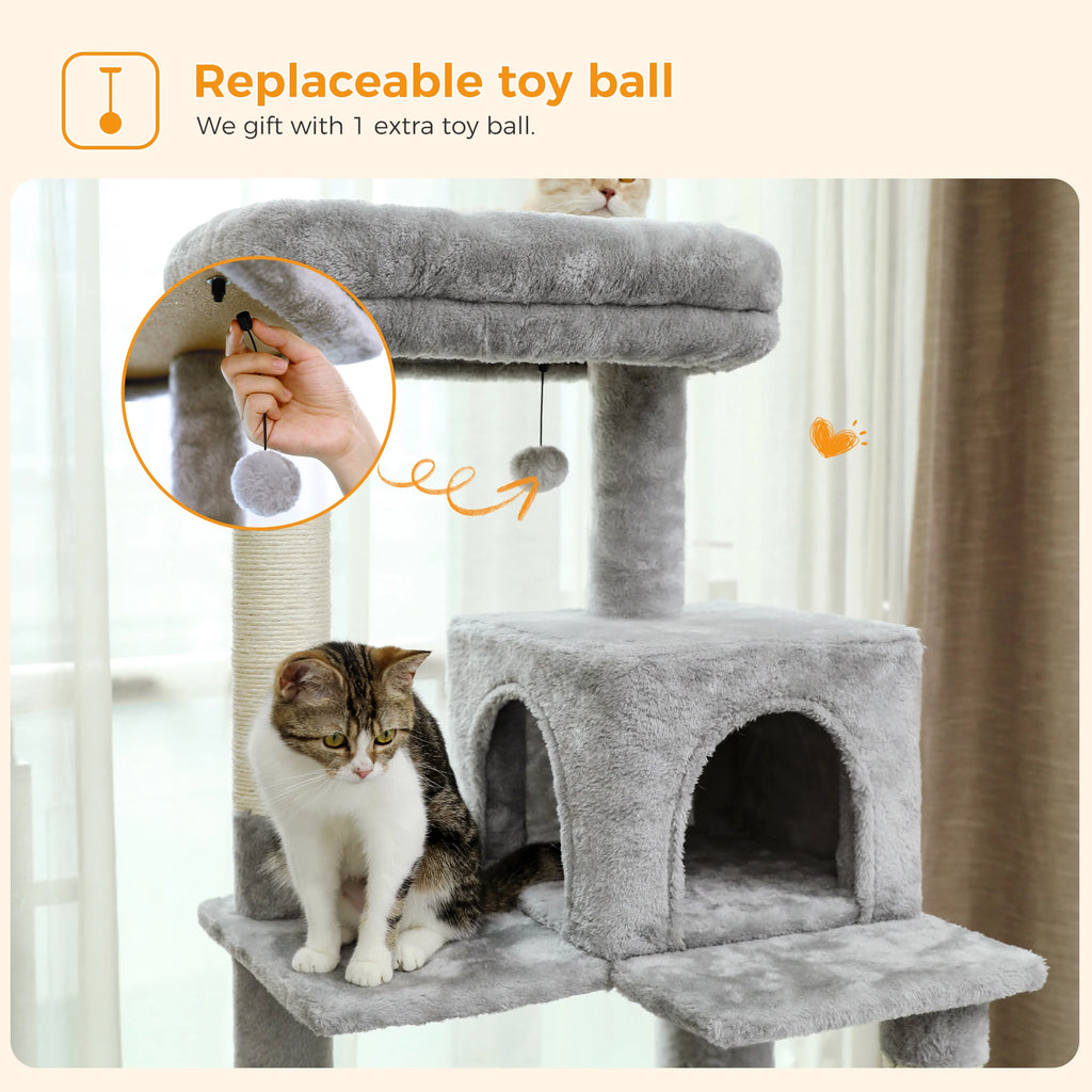 PAWZ Road 5-Level Cat Tree Tower | Large Hammock, Sisal Scratching Posts & Cozy Condo for Indoor Cats