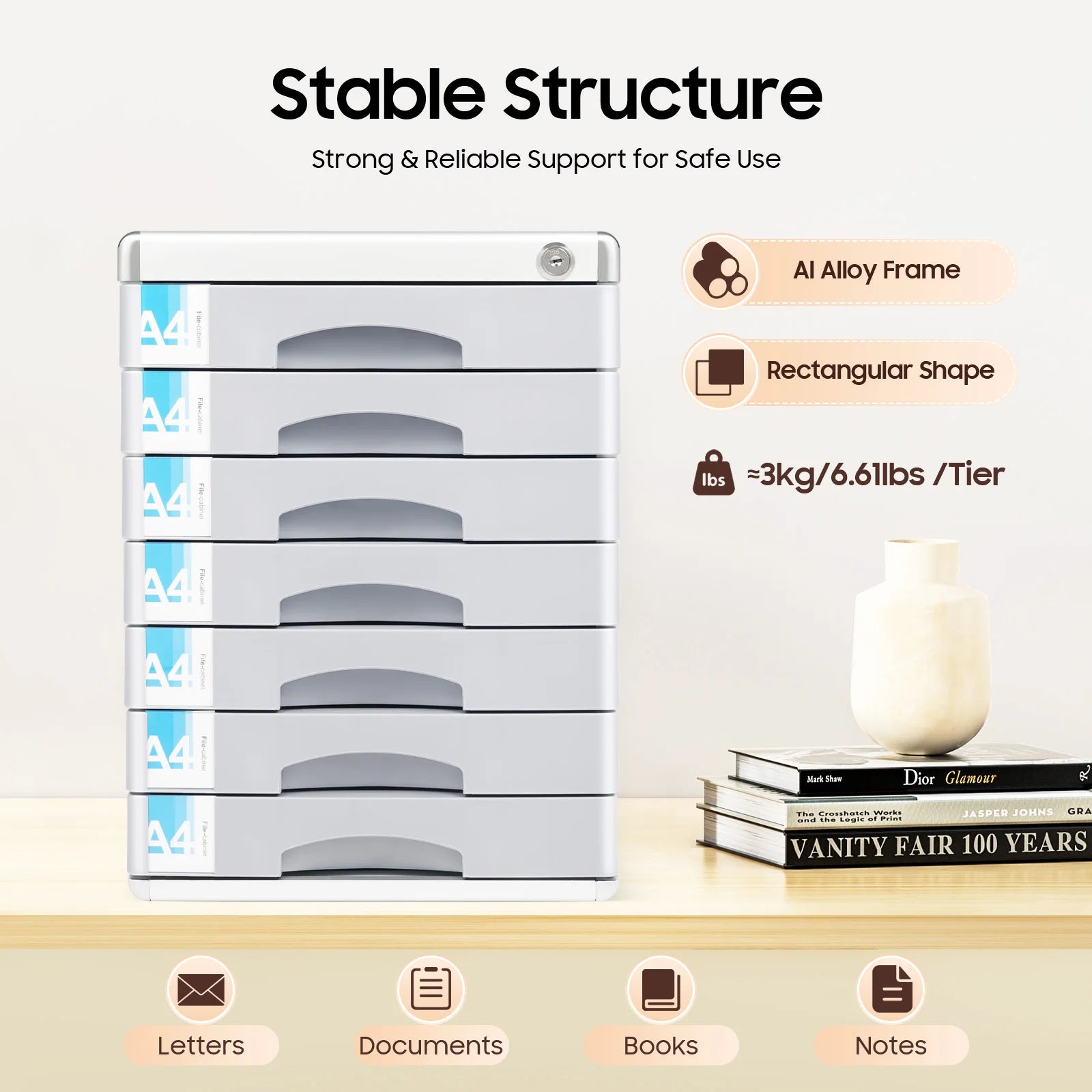 7-Tier Document Labeling Box - Multi-Layer Desktop File Organizer & Storage