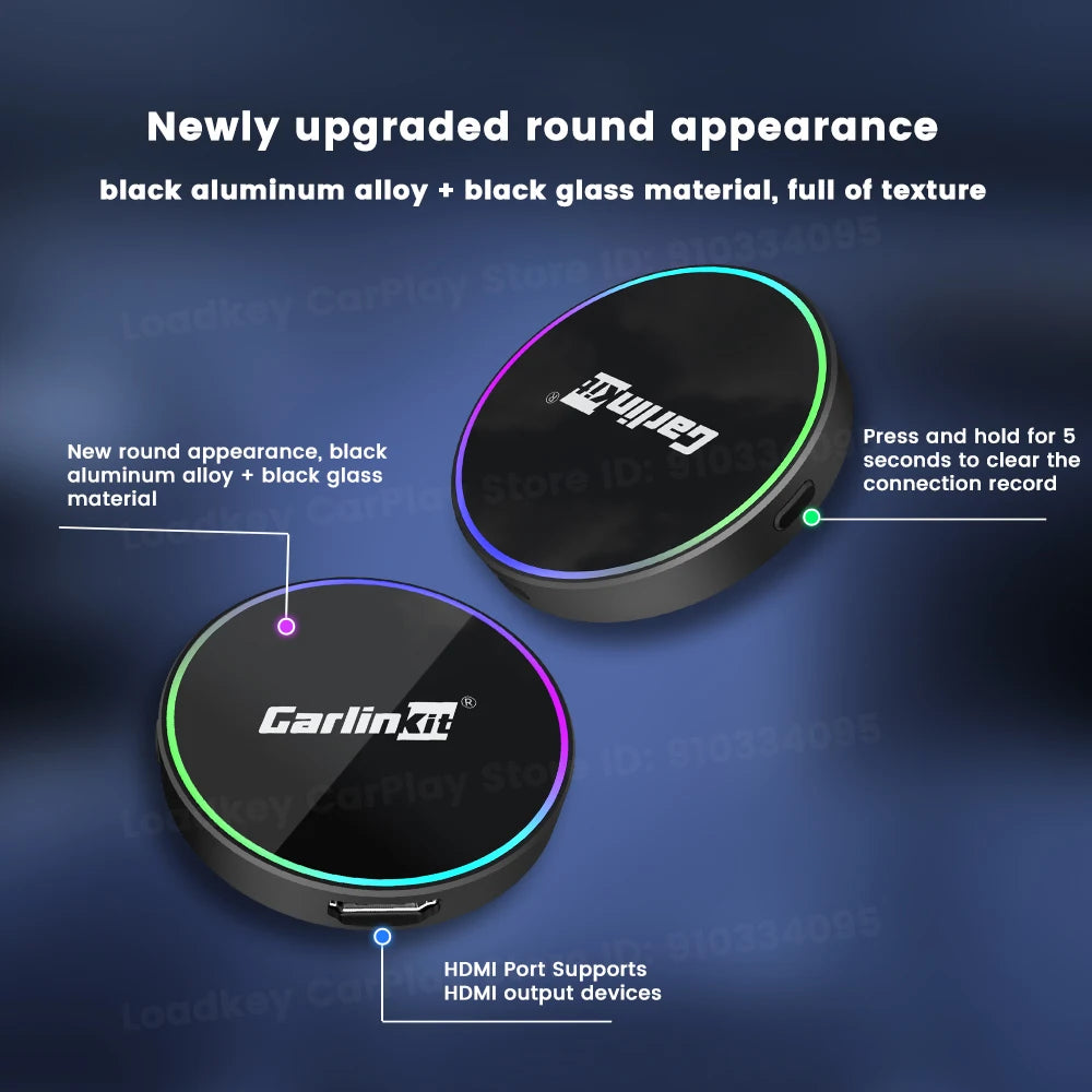 CarlinKit HD2CP Pro | Wireless CarPlay & Android Auto + HDMI Input Adapter | 2K@30fps | Plug & Play