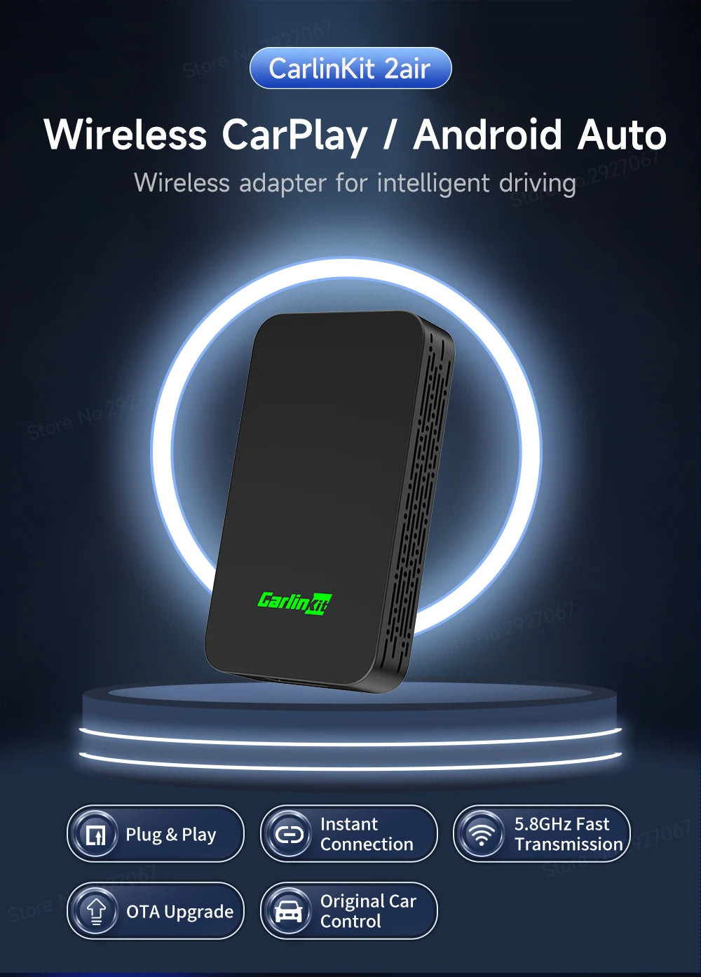 CarlinKit Wireless CarPlay & Android Auto Adapter | 5.0 / 4.0 | Plug & Play, Auto-Connect