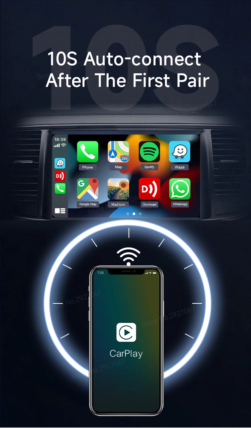 CarlinKit Wireless CarPlay & Android Auto Adapter | 5.0 / 4.0 | Plug & Play, Auto-Connect