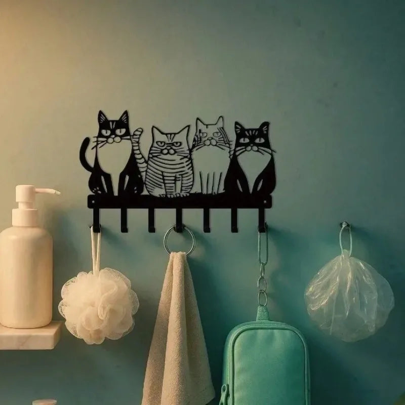 Cat Wall Hooks Set - Cute Kitty Decor