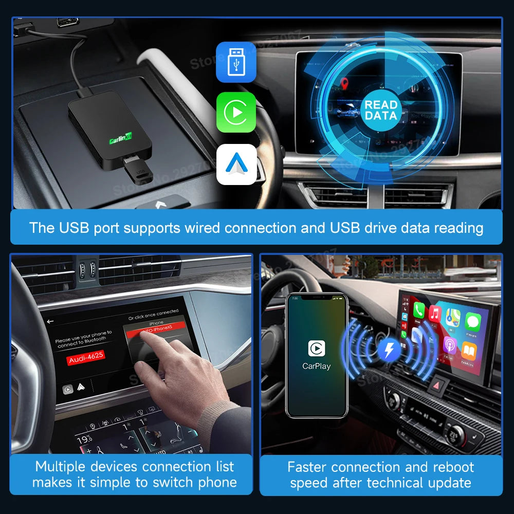 CarlinKit Wireless CarPlay & Android Auto Adapter | 5.0 / 4.0 | Plug & Play, Auto-Connect