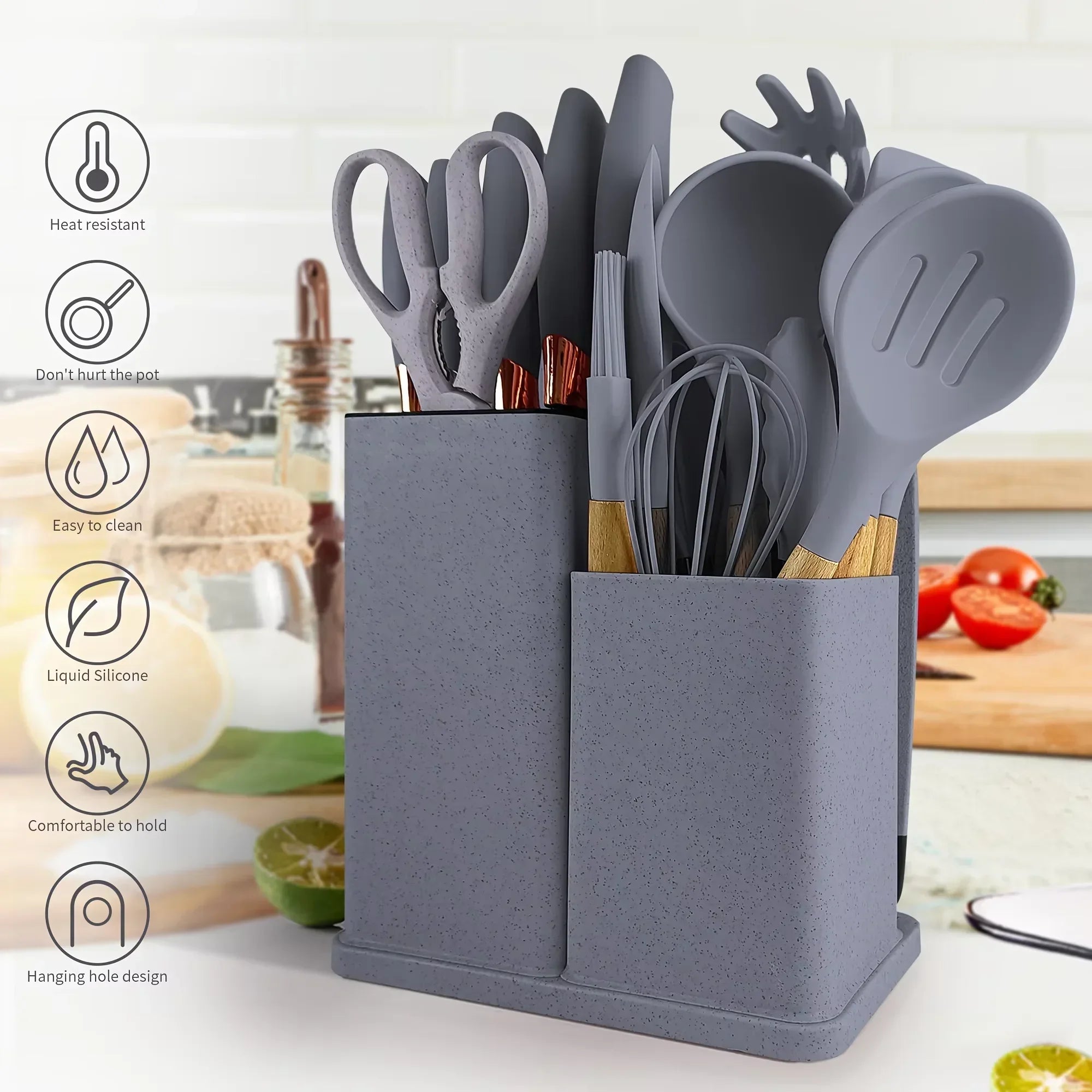 Heat-Resistant Silicone Kitchen Utensil Set - Non-Stick Cooking