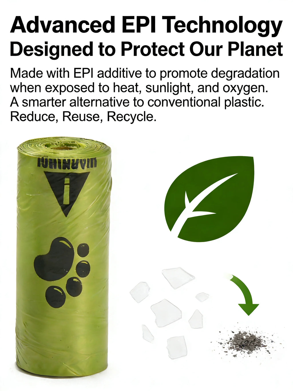 Eco-Friendly Dog Waste Bags | Extra Thick, Leak-Proof & Unscented | EPI Biodegradable Poop Bags for Dog Walking