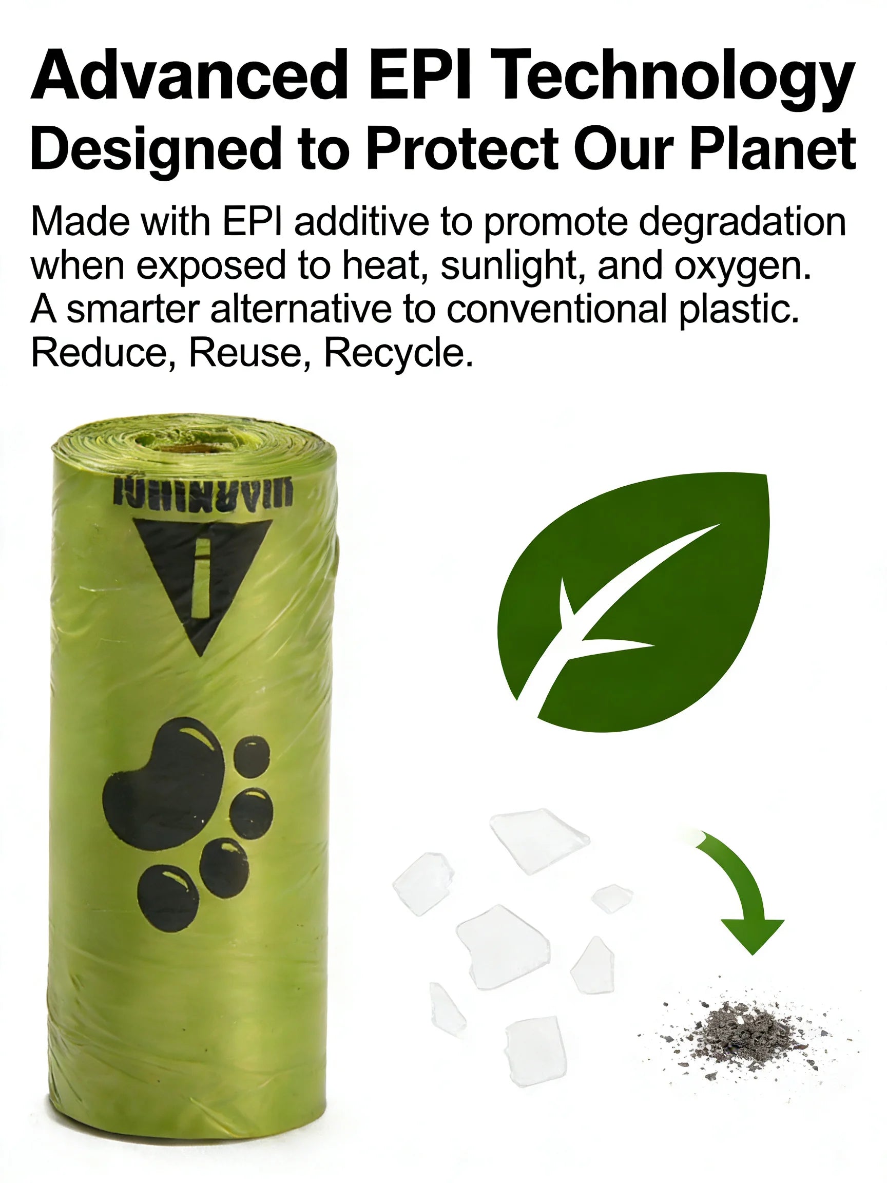 Eco-Friendly Dog Waste Bags | Extra Thick, Leak-Proof & Unscented | EPI Biodegradable Poop Bags for Dog Walking