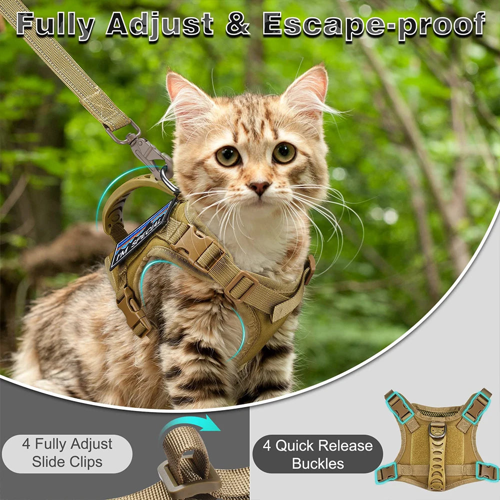 LISM Tactical Cat Harness | Escape-Proof Vest with Air Cushion Support & Control Handle | Adjustable for Cats & Small Dogs