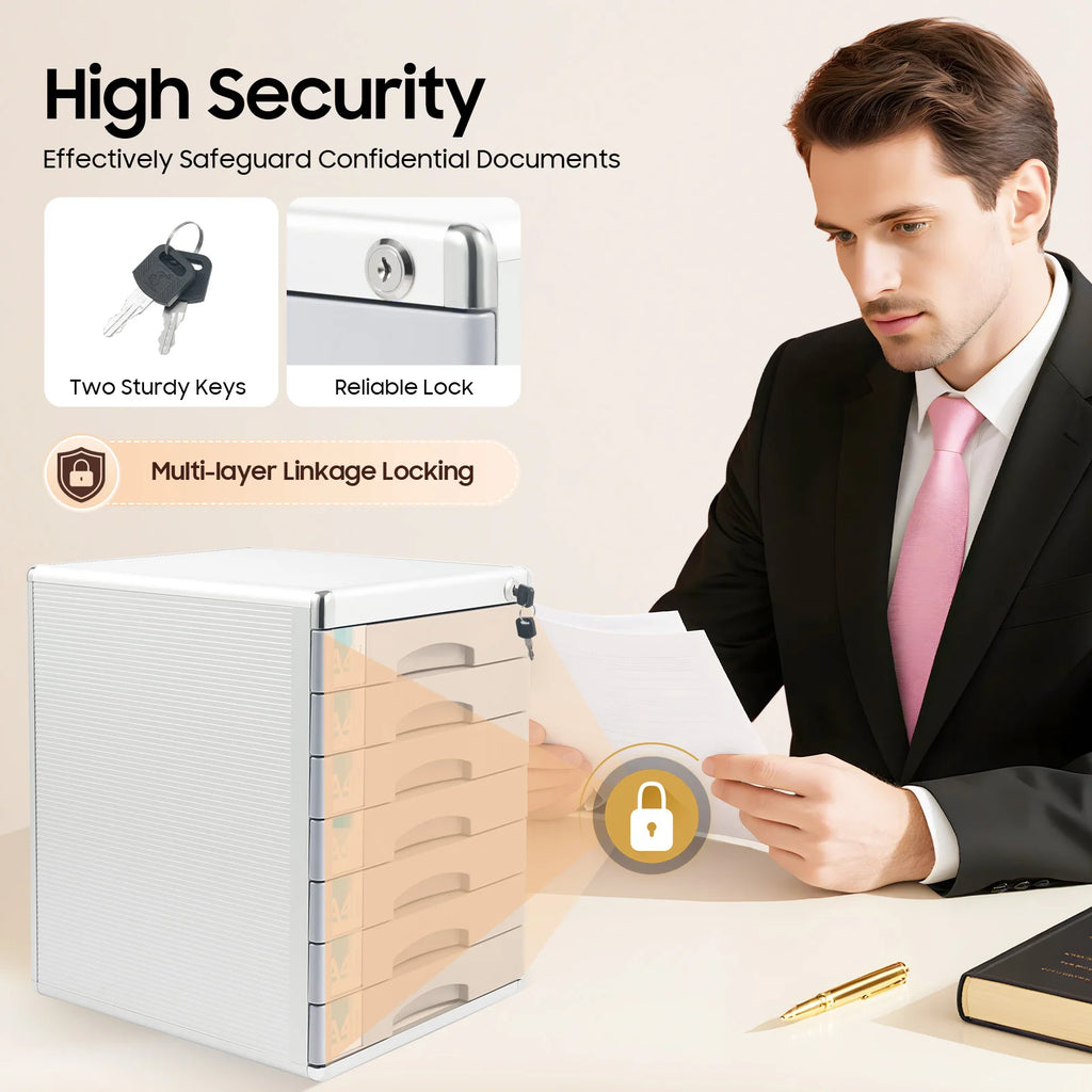 7-Tier Document Labeling Box - Multi-Layer Desktop File Organizer & Storage