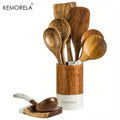 Acacia Wood Cooking Utensils - Handcrafted Wooden Spoons & Kitchen Tools for Cooking/Serving