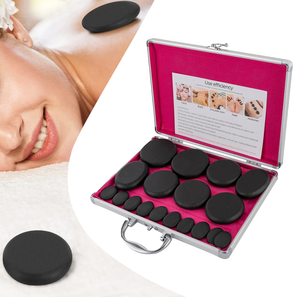 Hot Stones Massage Set - Professional Heating Stone Kit with Heater Box