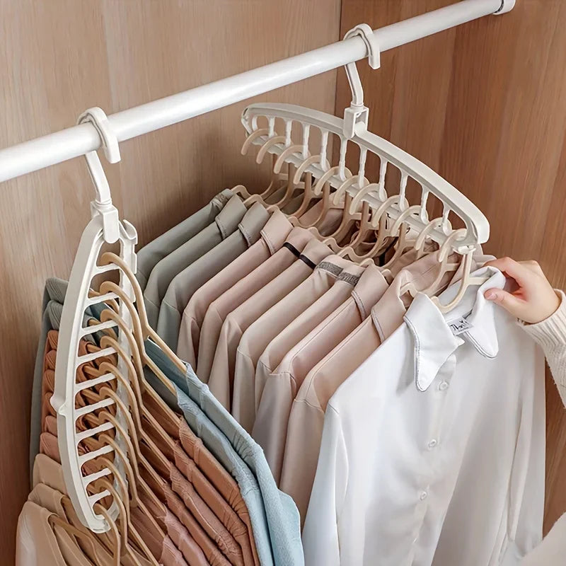 Non-Slip Multi-Hole Clothes Hanger - Folding Space-Saver Hanger for Wardrobe