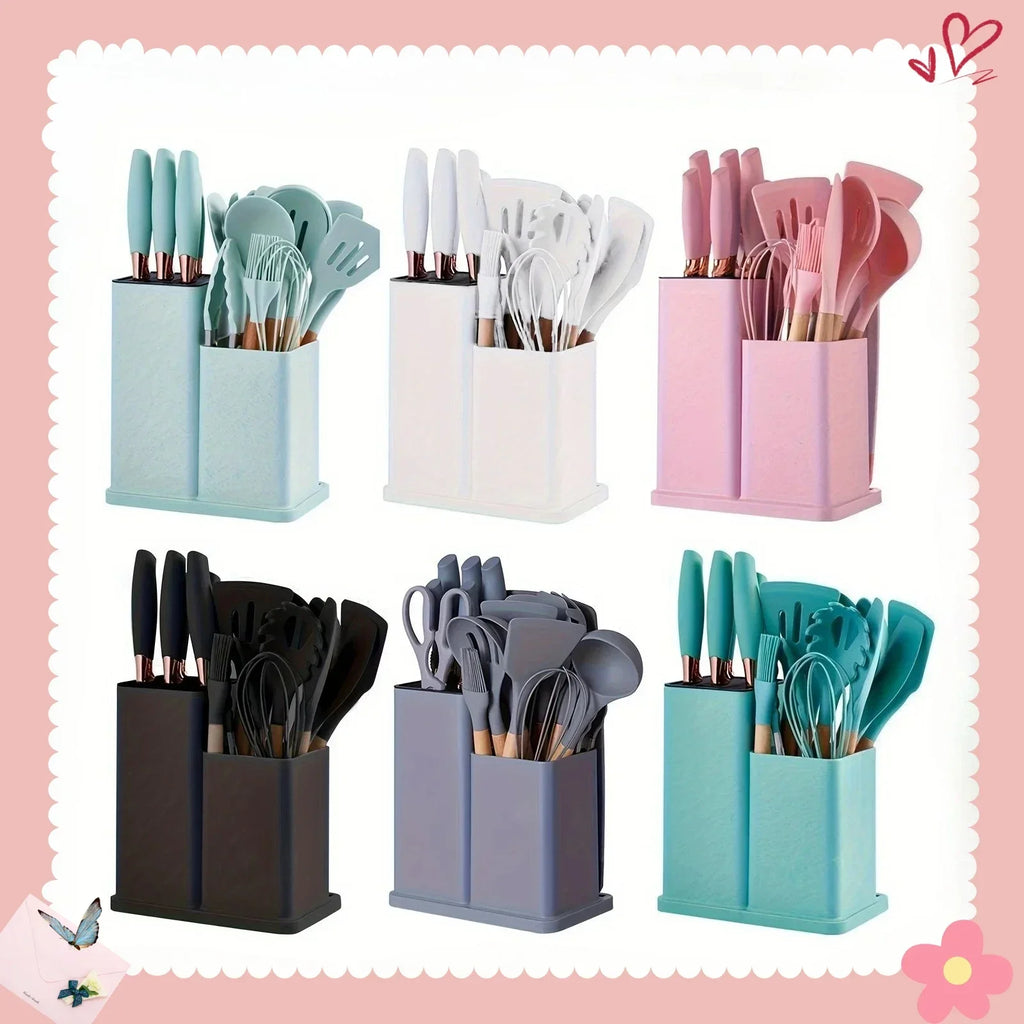 Heat-Resistant Silicone Kitchen Utensil Set - Non-Stick Cooking