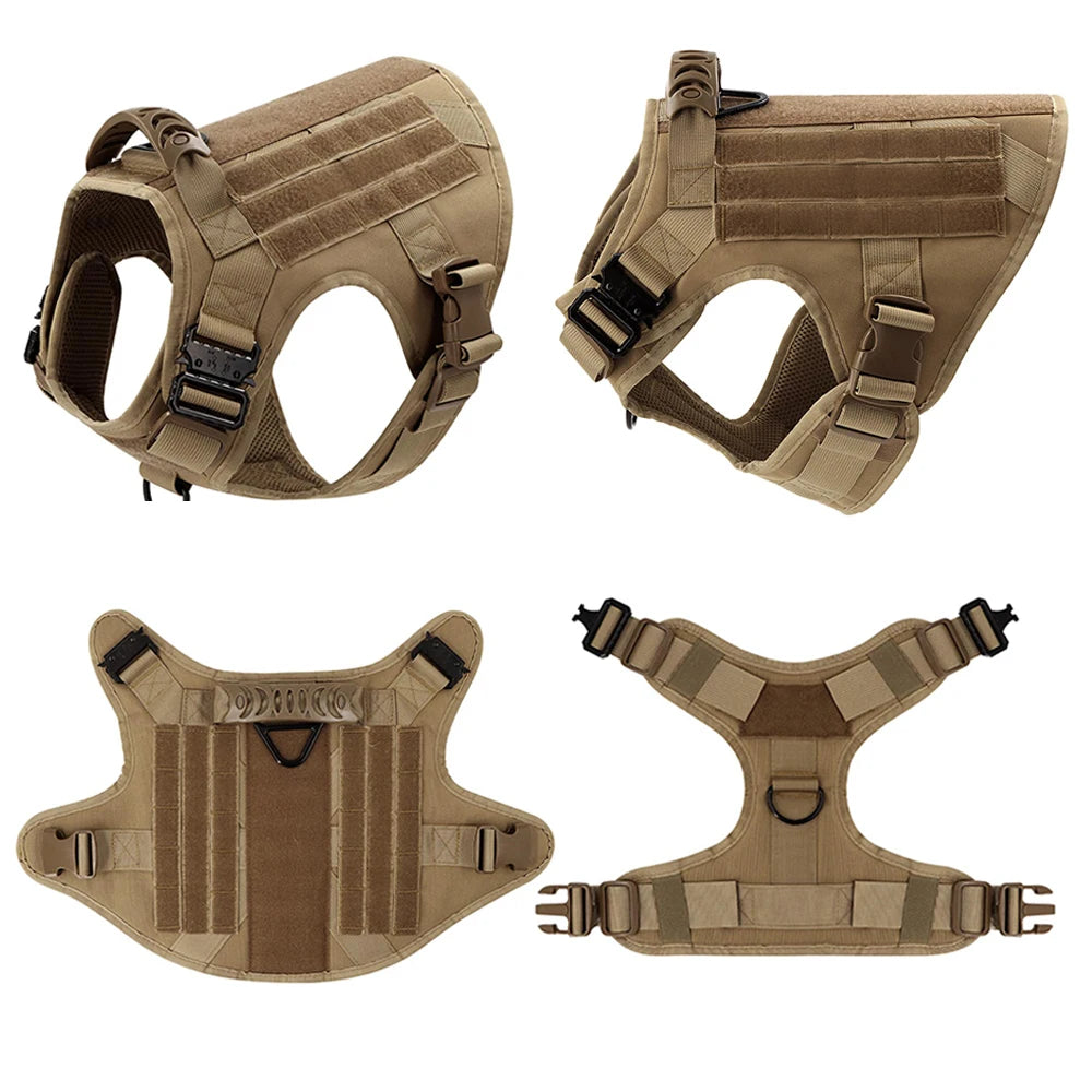 PETRAVEL Tactical Dog Harness & Leash Set | 1050D Nylon Vest | Quick-Release, MOLLE System | S–XL for Medium & Large Dogs