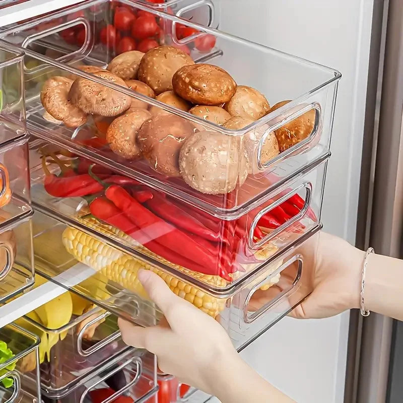 Transparent Fridge Organizer Bins - Clear Food Storage Containers for Pantry & Kitchen
