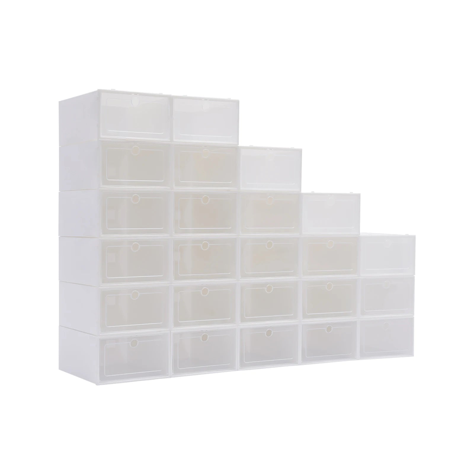24-Pack Stackable Shoe Boxes - Clear Plastic Shoe Organizer with Easy Access Covers