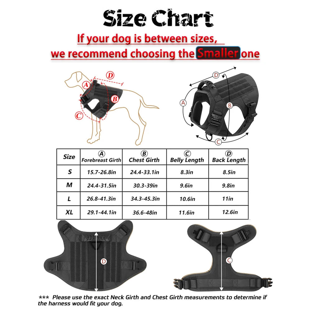 PETRAVEL Tactical Dog Harness & Leash Set | Military-Grade No-Pull Vest for Training, Walking & Hunting | S–XL