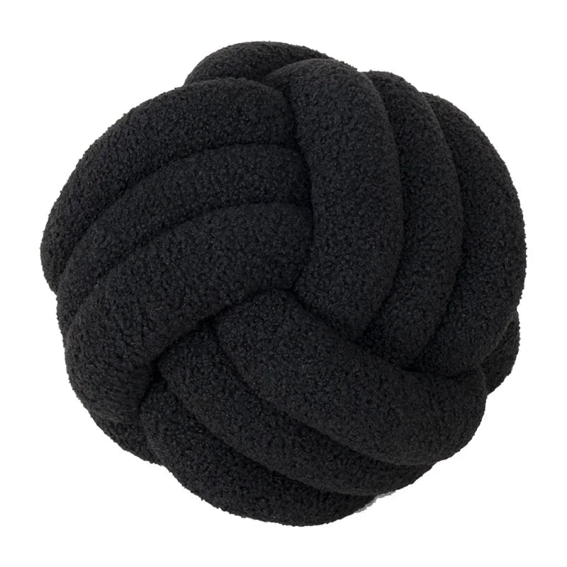 Hand-woven Knotted Ball Pillow Lamb Velvet