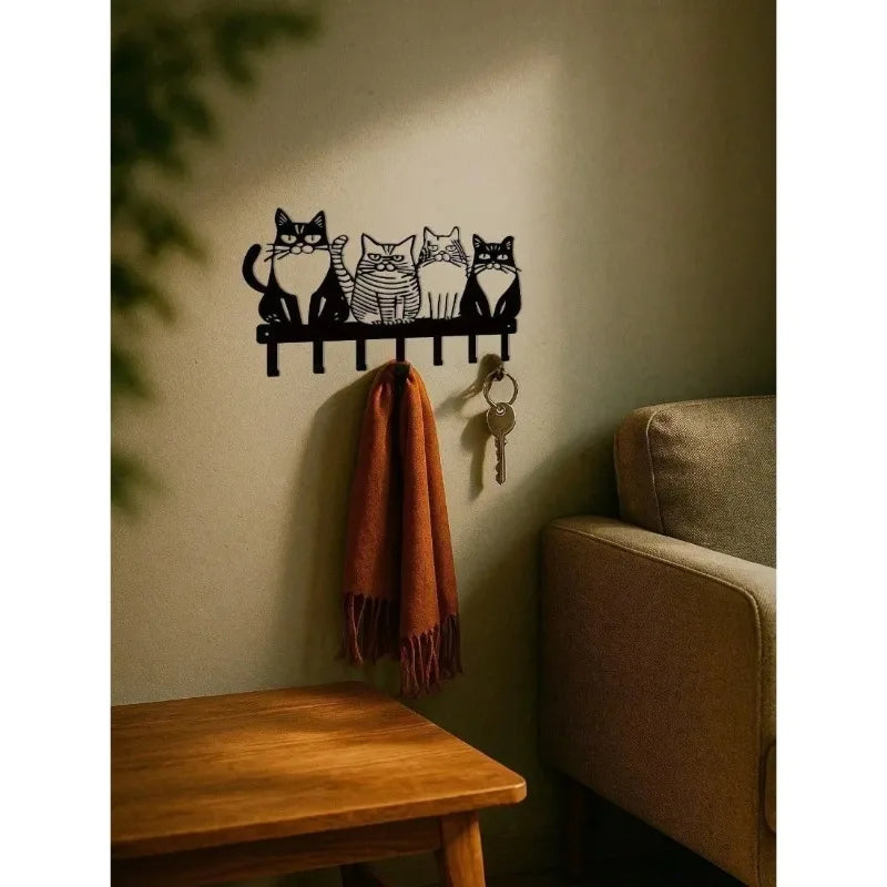 Cat Wall Hooks Set - Cute Kitty Decor