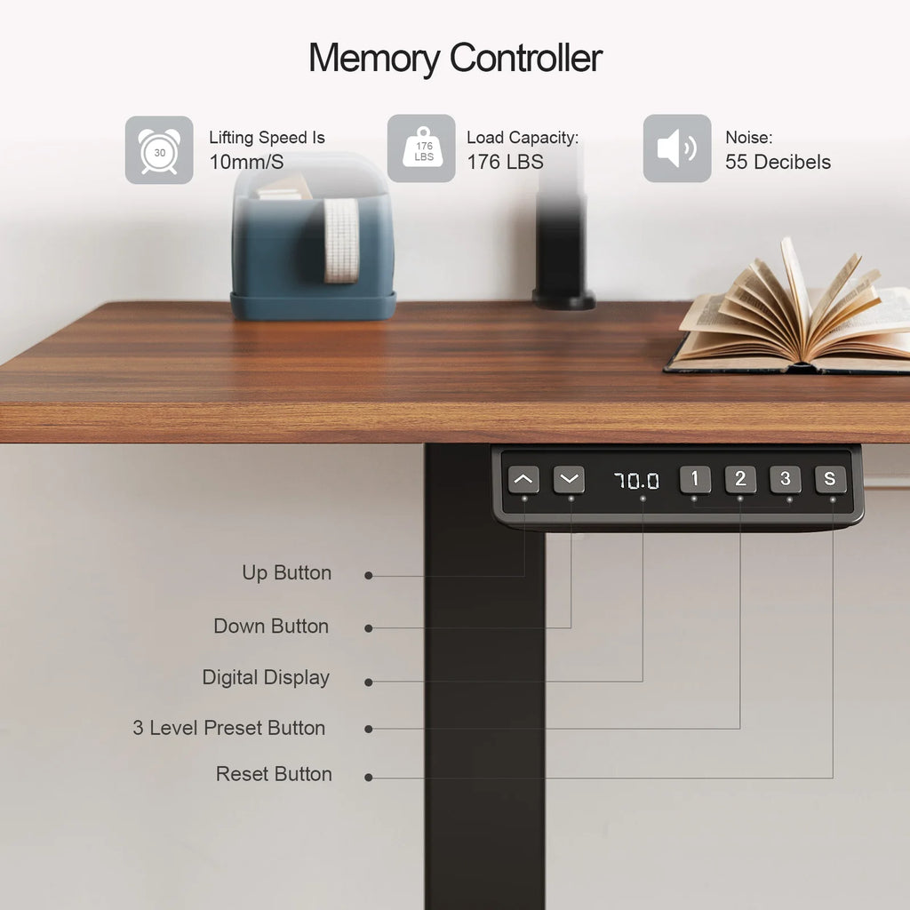 Standing Desk with Dual Monitor Shelves - Ergonomic Workstation with 2 Adjustable Shelves
