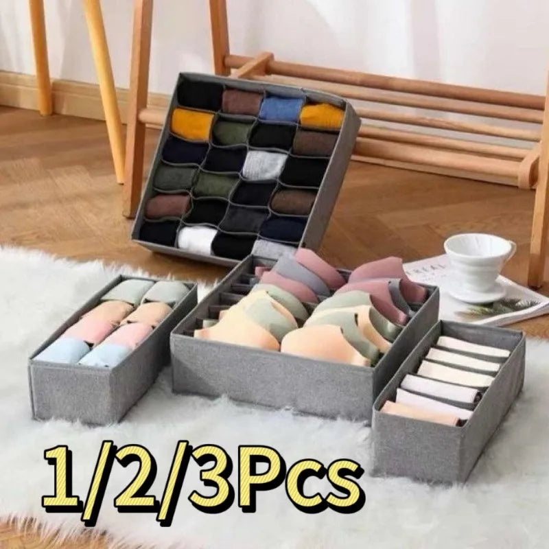 Wardrobe Underwear Organizer - Divided Storage Bins for Socks, Bras & Ties