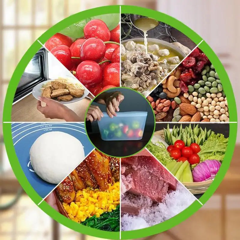 Silicone Food Storage Bags Leakproof Reusable Freezer Bags