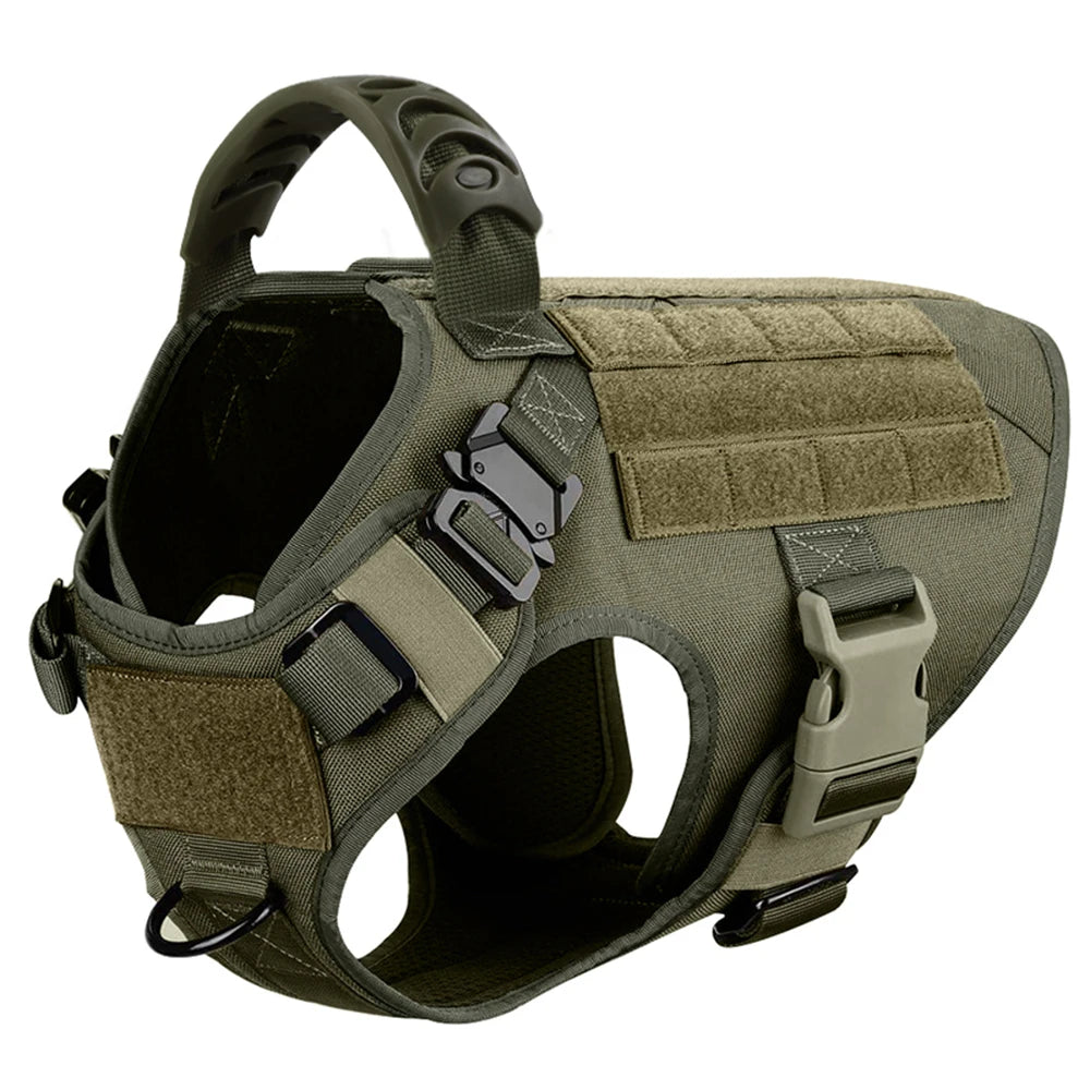 PETRAVEL Tactical Dog Harness & Leash Set | 1050D Nylon Vest | Quick-Release, MOLLE System | S–XL for Medium & Large Dogs
