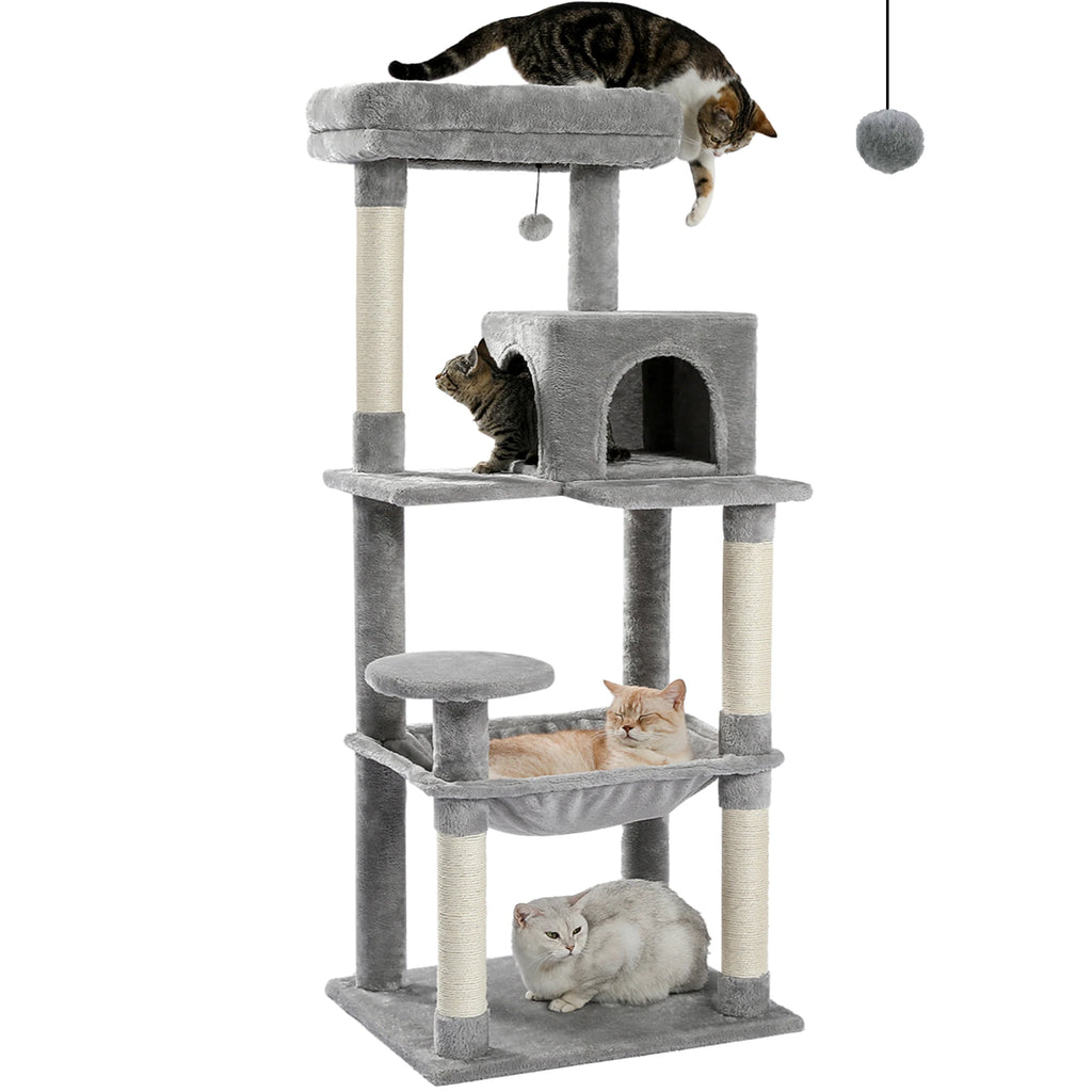 PAWZ Road 5-Level Cat Tree Tower | Large Hammock, Sisal Scratching Posts & Cozy Condo for Indoor Cats