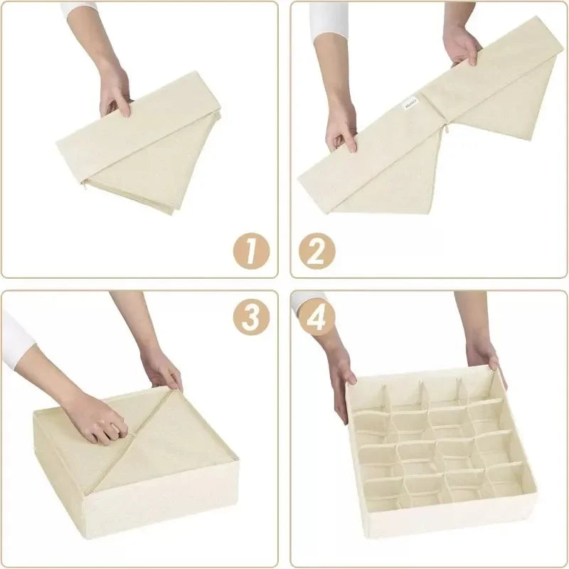 Wardrobe Underwear Organizer - Divided Storage Bins for Socks, Bras & Ties